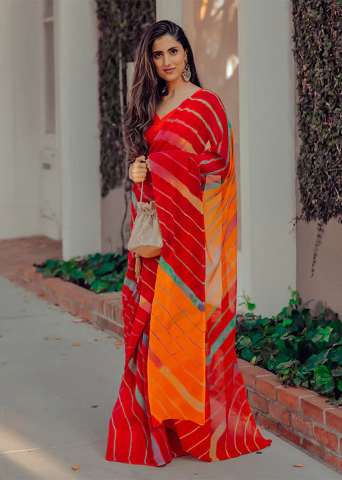 Chiffon Lehariya Saree