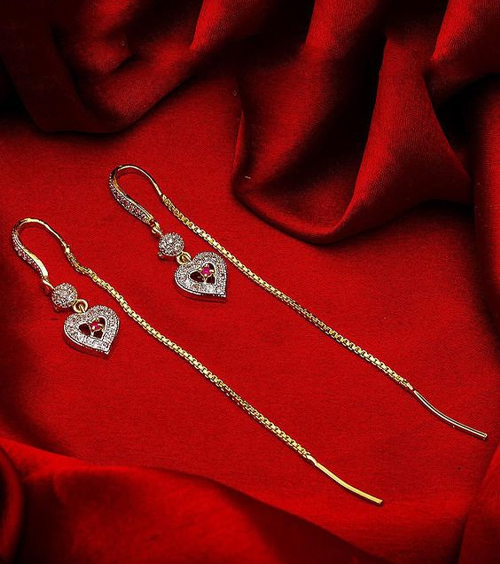 Diamond Stud Sui Dhaga Earrings
