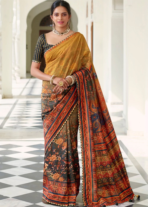 Digital Print Floral Saree
