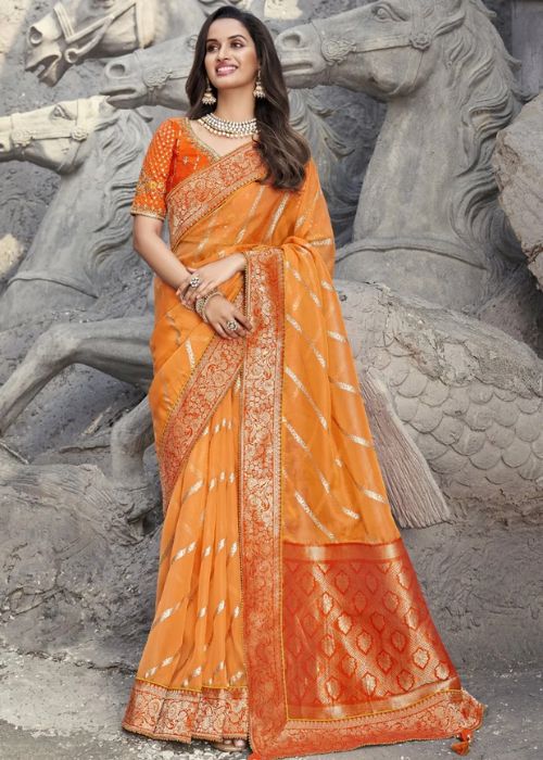  Foil Printed Organza Saree