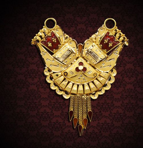 Gold pendant for Mangalsutra Design 6 - with traditional motifs