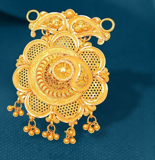 Gold pendant for Mangalsutra Design 8 - The Golden Flower