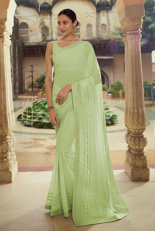  Green Georgette Saree