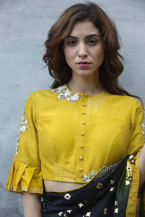 Half Sleeves Yellow Blouse