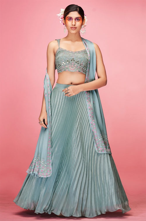 Heat Pleated Lehenga Choli