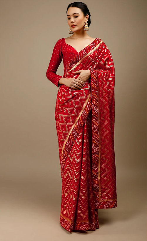 Leheriya Saree With Bandhani Border