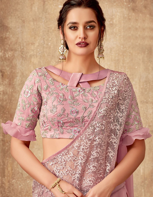  Light Pink Embroidered Blouse 