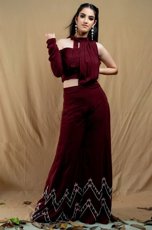 Maroon Sharara Dress