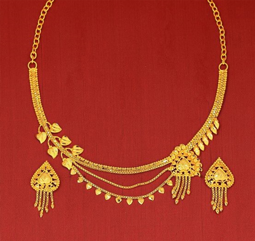 Paan Shape Gold Necklace