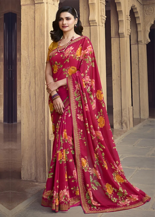 Pink Floral Saree