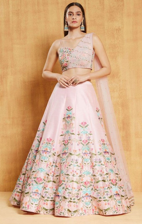 Pink Lehenga With Dupatta Draped Blouse