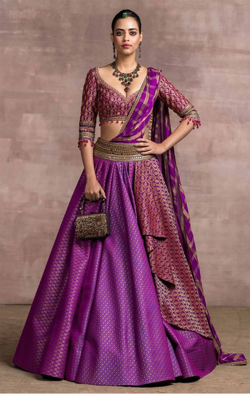 Purple Draped Lehenga