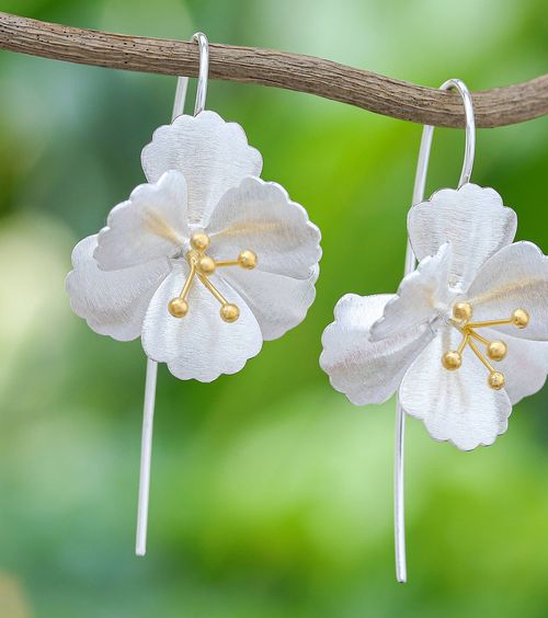 Silver And Gold Sui Dhaga Earrings