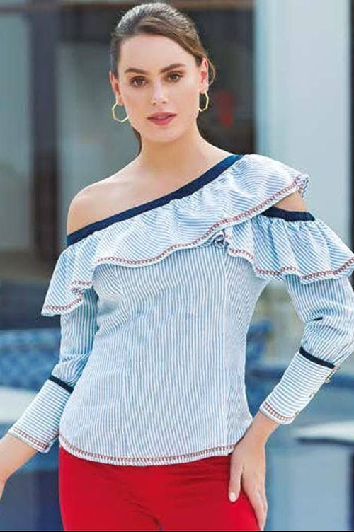 Sky Blue Single Shoulder Top