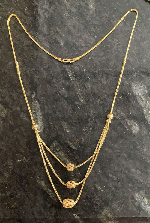 Three Bead Gold Chain