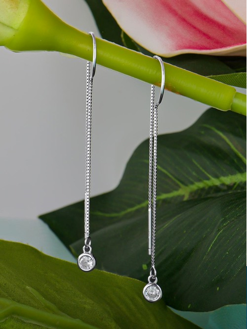 White Stone Studded Sui Dhaga Earrings