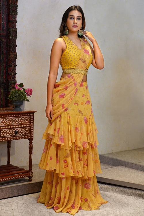 Yellow Lehenga Saree