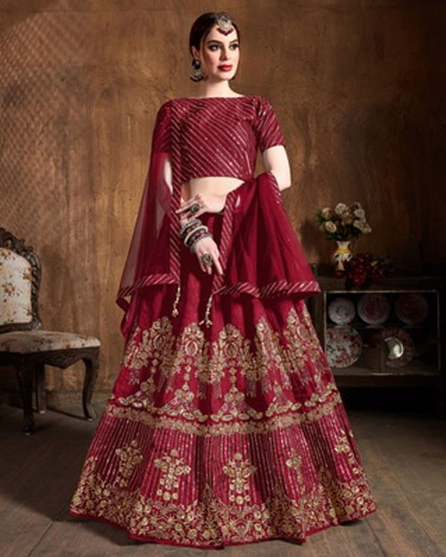 Art Silk Red Lehenga