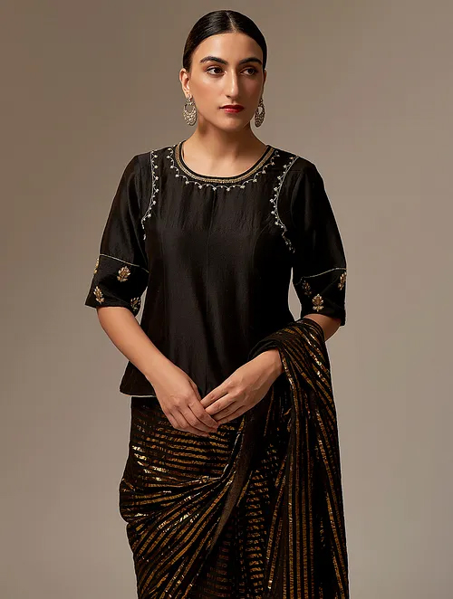 Black Chanderi Blouse