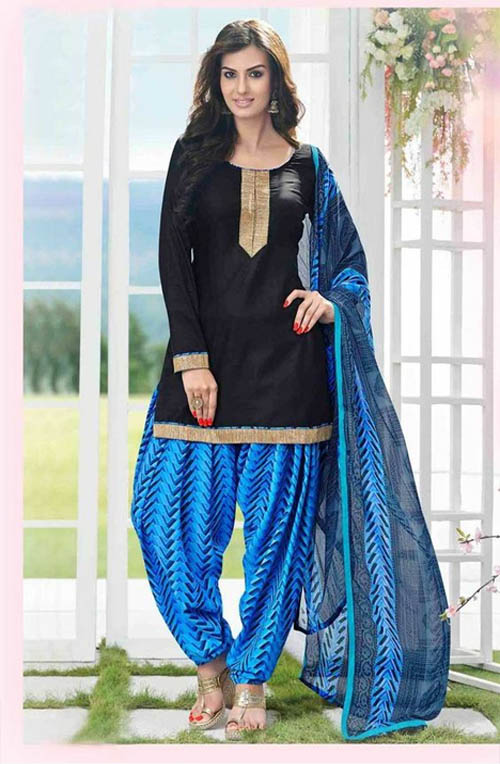 Black Kurti And Blue Salwar