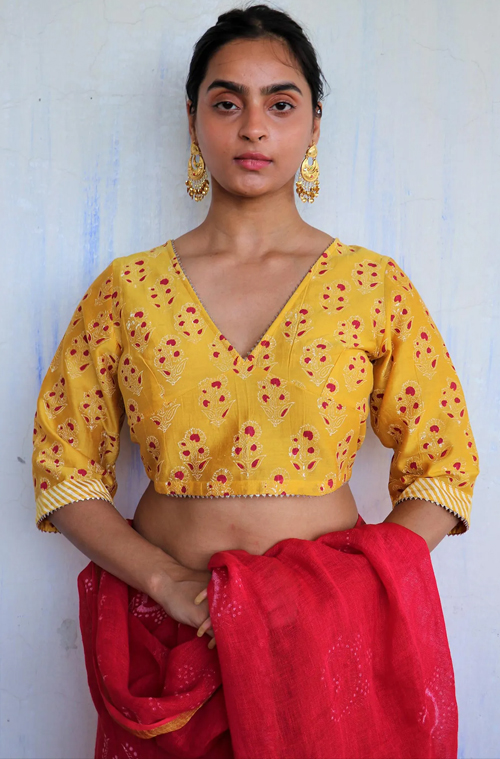 Block Print Chanderi Blouse