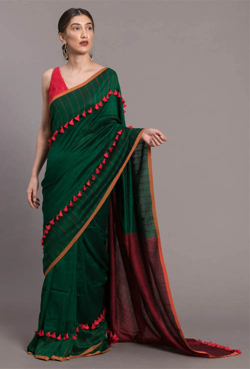 Cotton Green Saree