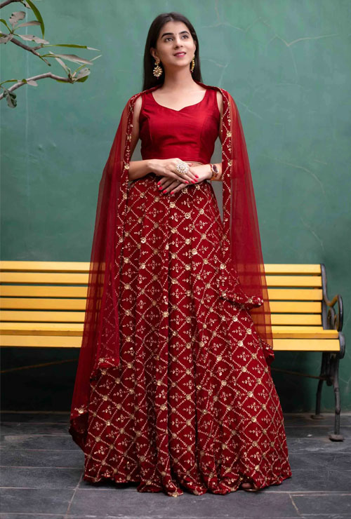 Deep Red Lehenga Set