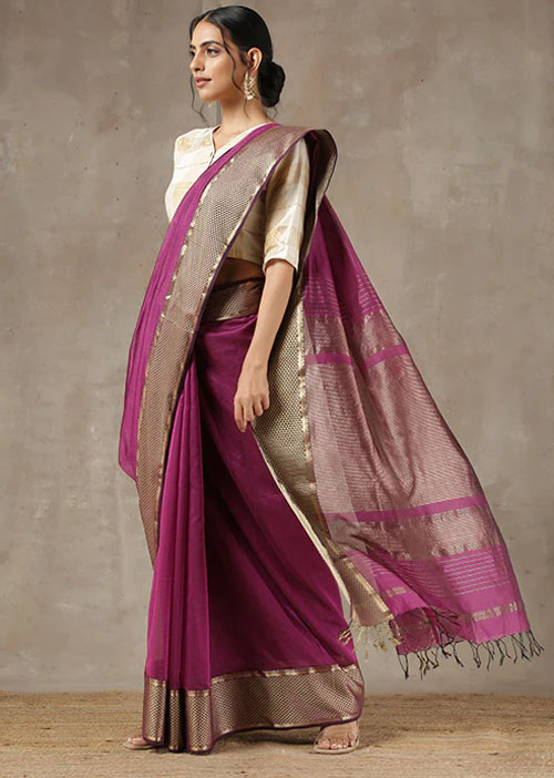 Deep Violet Maheshwari Saree
