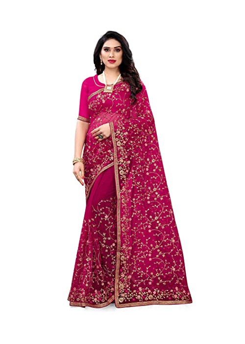 Embroidered Net Saree