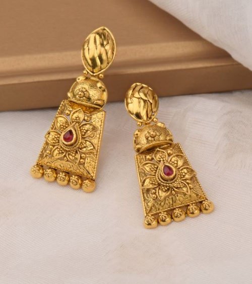 Engraved Gold Earrings