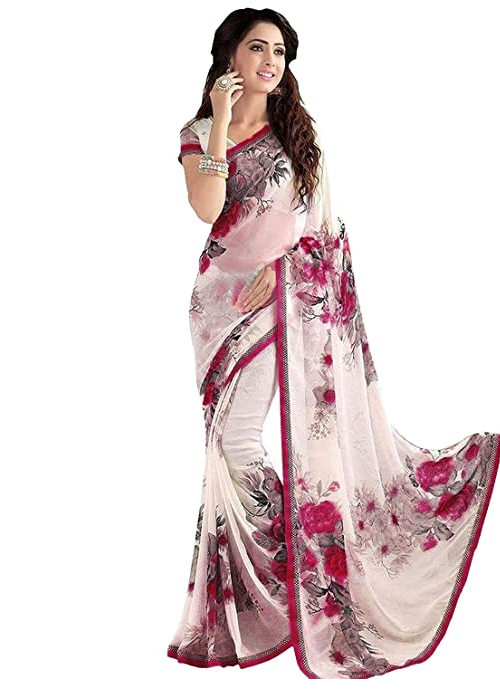 Floral Printed Georgette Saree