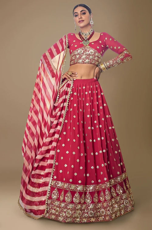 Georgette Red Lehenga