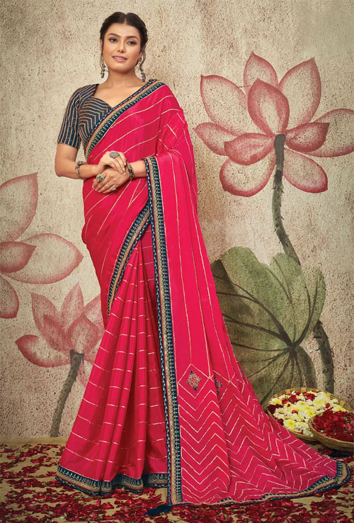 Gota Patti Work Chiffon Saree