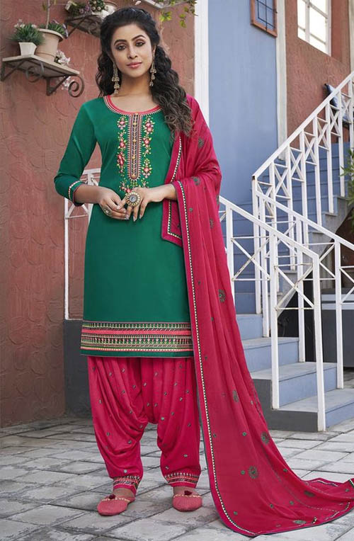 Green Kurti And Pink Salwar