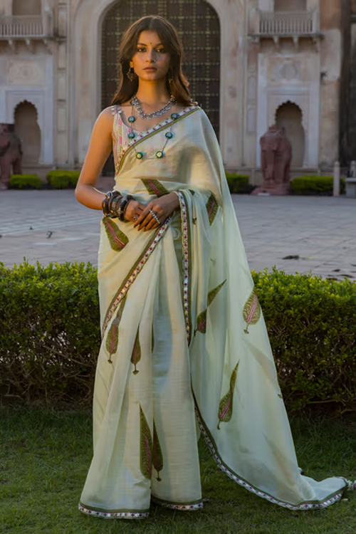 Green Organza Silk Saree