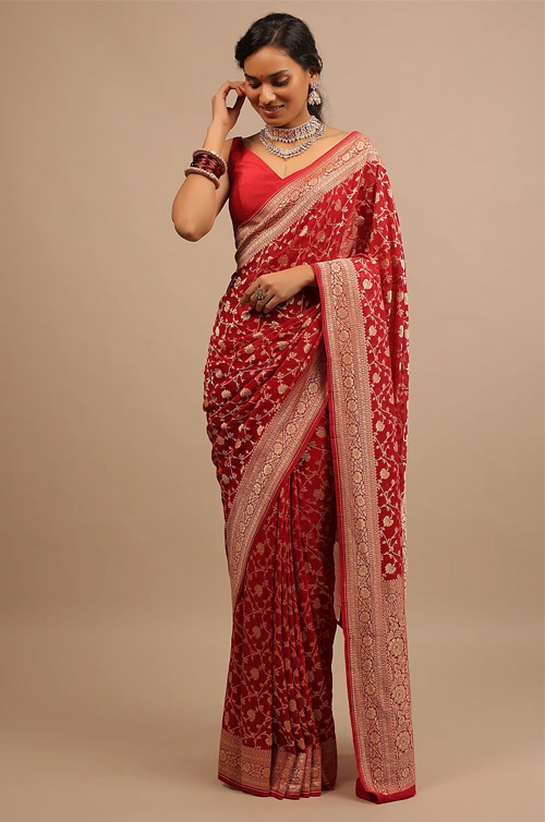 Jaal Work Patola Red Saree