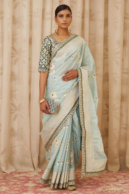 Light Blue Chanderi Saree