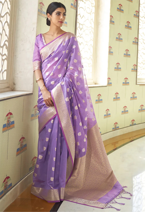 Light Violet Chanderi Saree 