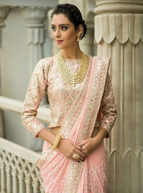 Long Foil Print Blouse