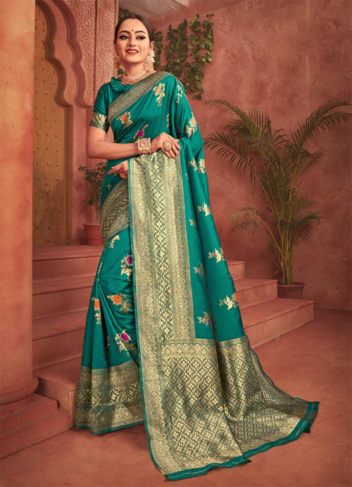 Peacock Green Banarasi Saree