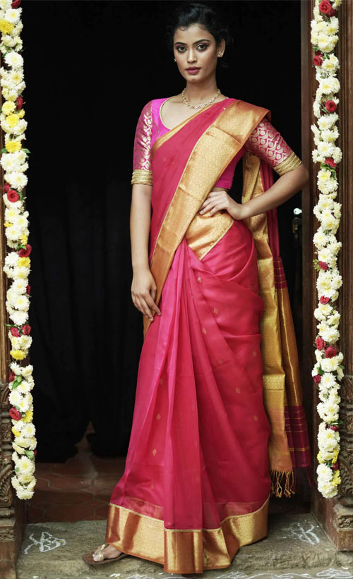 Pink Maheshwari Saree
