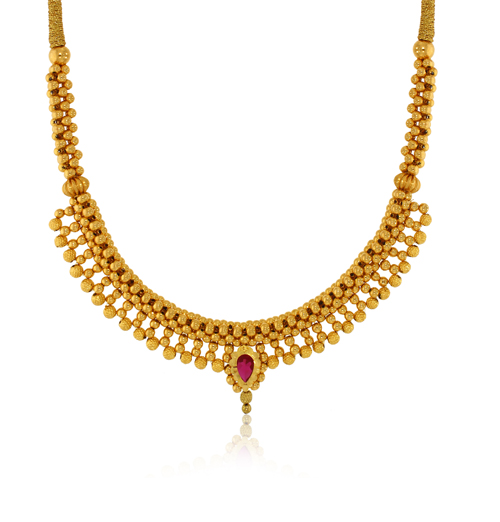 Pink Stone Studed Gold Necklace