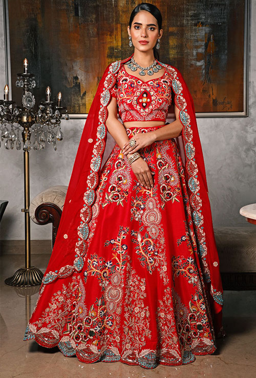 Red Silk Lehenga