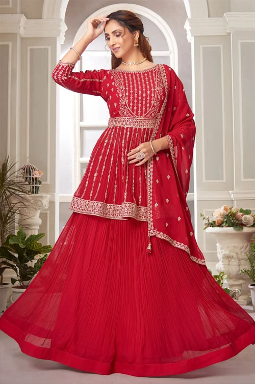 Red Suit Lehenga