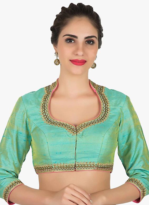 Zari Work Green Blouse