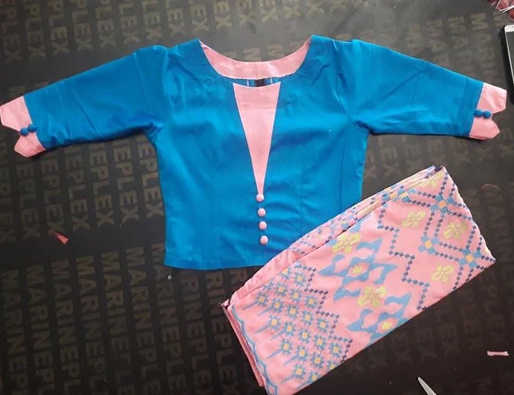 Blue And Light Pink Blouse