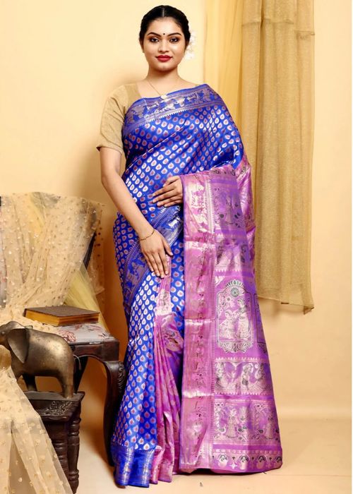 Blue Baluchari Silk Saree