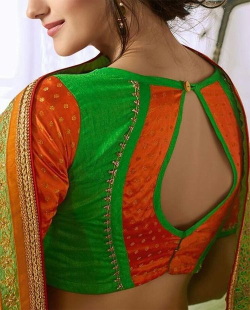 Green and orange blouse