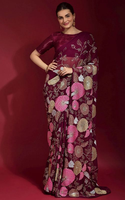 Maroon Banglori Silk Saree