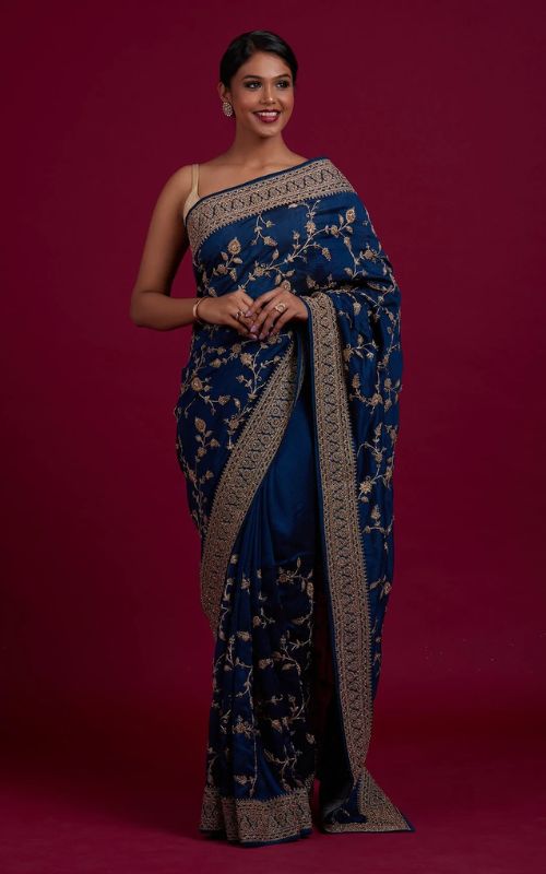 Peacock Blue Silk Saree